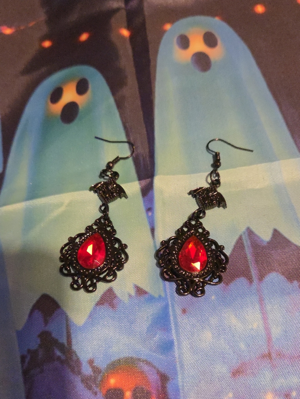 Red Teardrop Vintage-Style Dangle Earrings - Women Jewelry